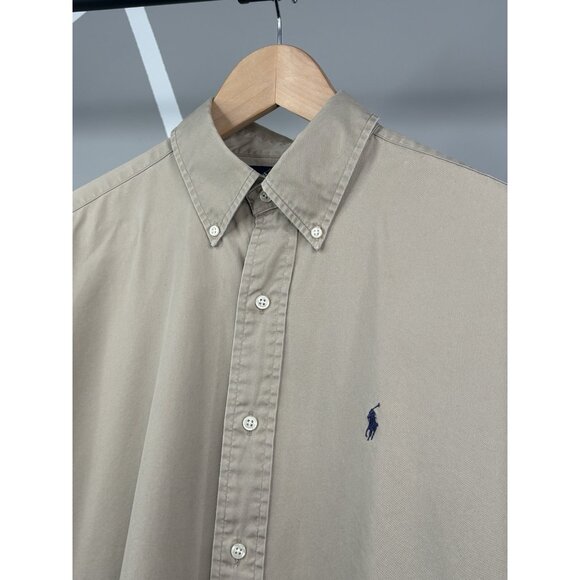 Vintage 90s Ralph Lauren Blake Shirt Mens L Tan Long Sleeve Oxford Button Preppy - Picture 3 of 16